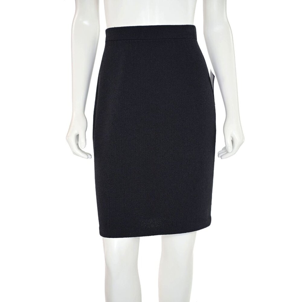 St. John Caviar Black Santana Knit Pencil Skirt sz 4
